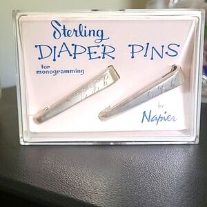 VTG-Sterling Diaper Pins For Monogramming By Napier In The Original Box-…